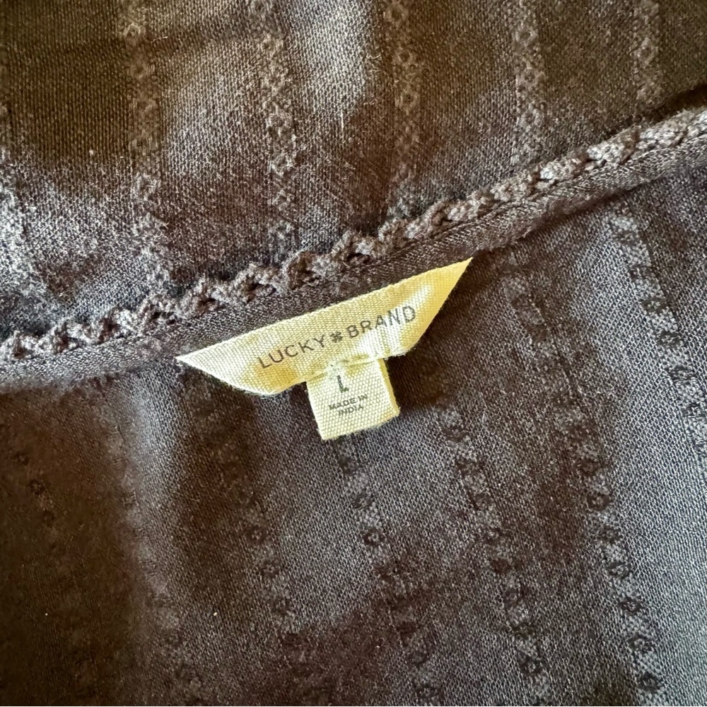 EUC Lucky Brand black cotton boho dress w/ lace L - Picture 8 of 12